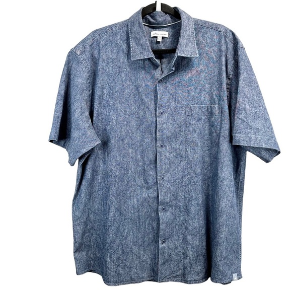 PETER MILLAR Seaside Indigo Palms Cotton-Stretch Sport Shirt - Picture 4 of 8